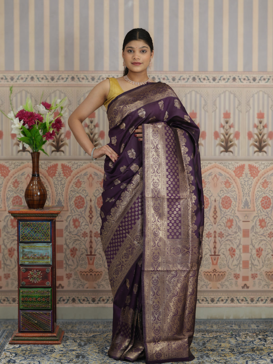 Buy Banarasi Style With Zari Border Work Saree