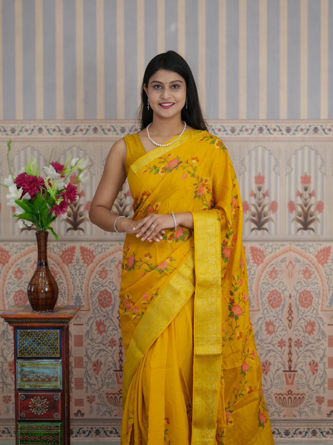 Buy Zari border Saree With Festive Wear
