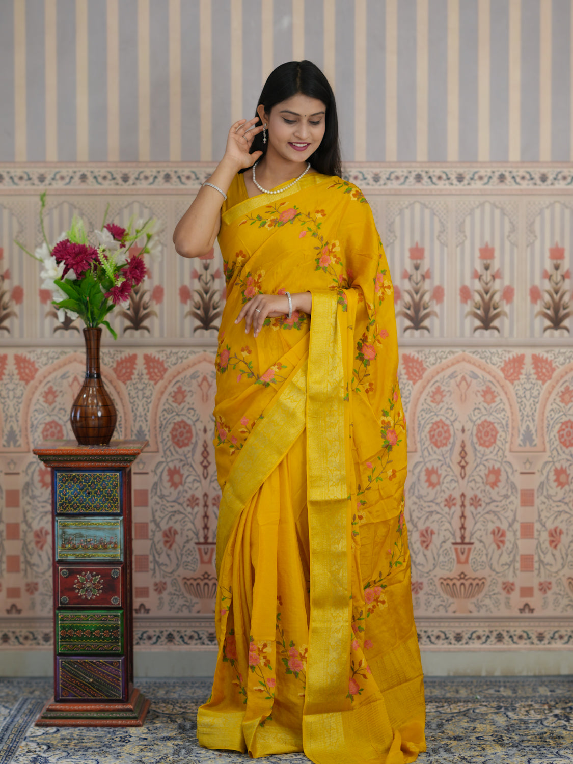 Buy Zari border Saree With Festive Wear