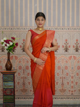 Red and orange saree with zardozi work and Banarasi style