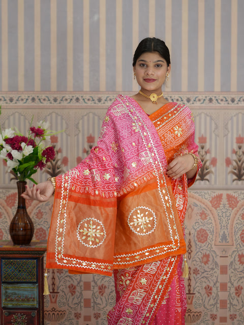 Buy New Festive Russian Silk Fancy Saree with Gotapatti Work KcPc