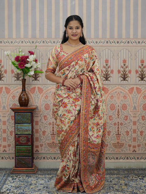 Buy Traditional Wear Silk Saree with Designer Print Kcpc