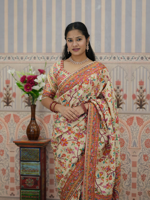 Buy Traditional Wear Silk Saree with Designer Print Kcpc
