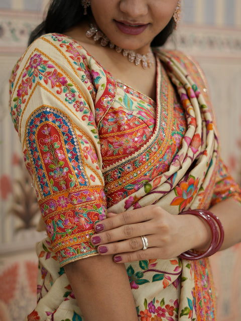 Buy Traditional Wear Silk Saree with Designer Print Kcpc