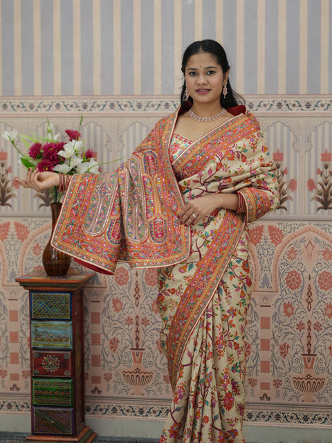 Buy Traditional Wear Silk Saree with Designer Print Kcpc