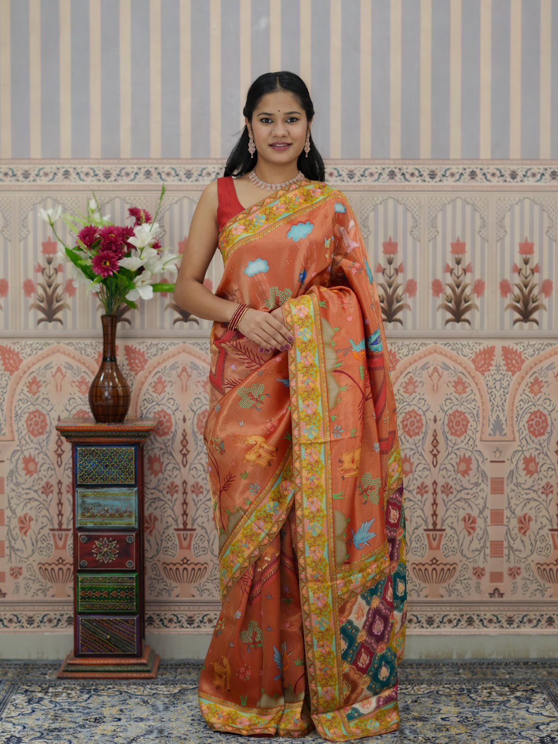 Buy Tussar Silk Saree With Festive Wear Kcpc