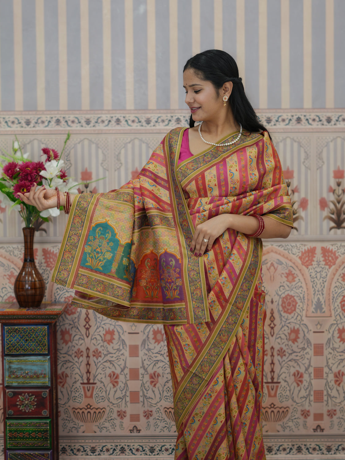 Buy Tussar Silk Saree With Festive Wear Kcpc