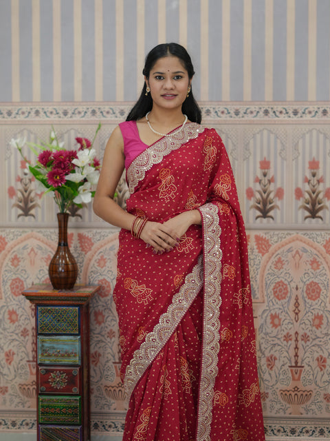 Buy Festive Special Dola Silk Bandhani Saree Kcpc