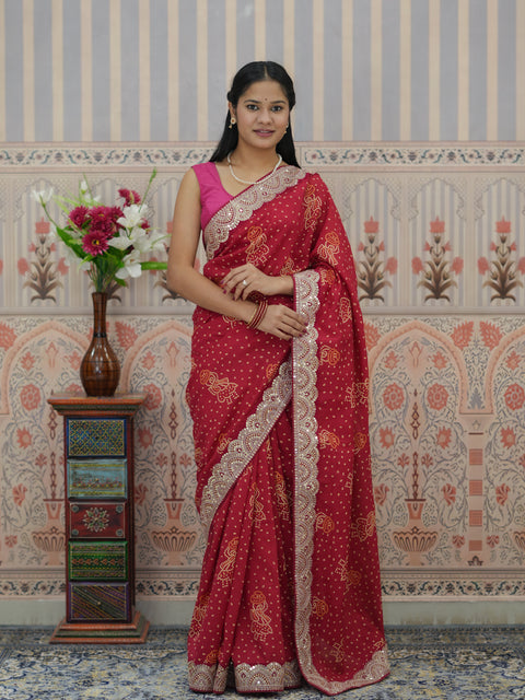 Buy Festive Special Dola Silk Bandhani Saree Kcpc