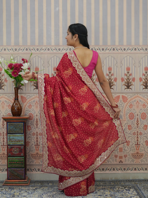 Buy Festive Special Dola Silk Bandhani Saree Kcpc