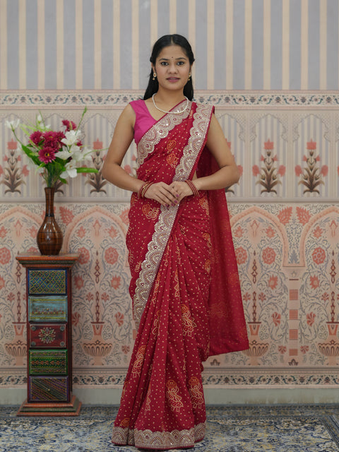 Buy Festive Special Dola Silk Bandhani Saree Kcpc