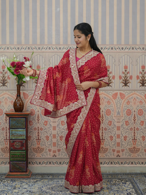 Buy Festive Special Dola Silk Bandhani Saree Kcpc