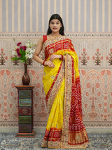 Buy Gaji Silk Bandhani Style With Traditional Wear KcPc 