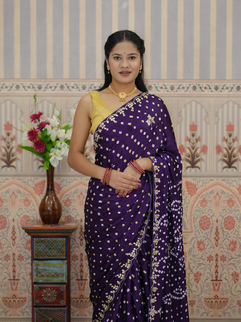 Buy Mondal Silk wiht Bandhani Style Saree kcpc