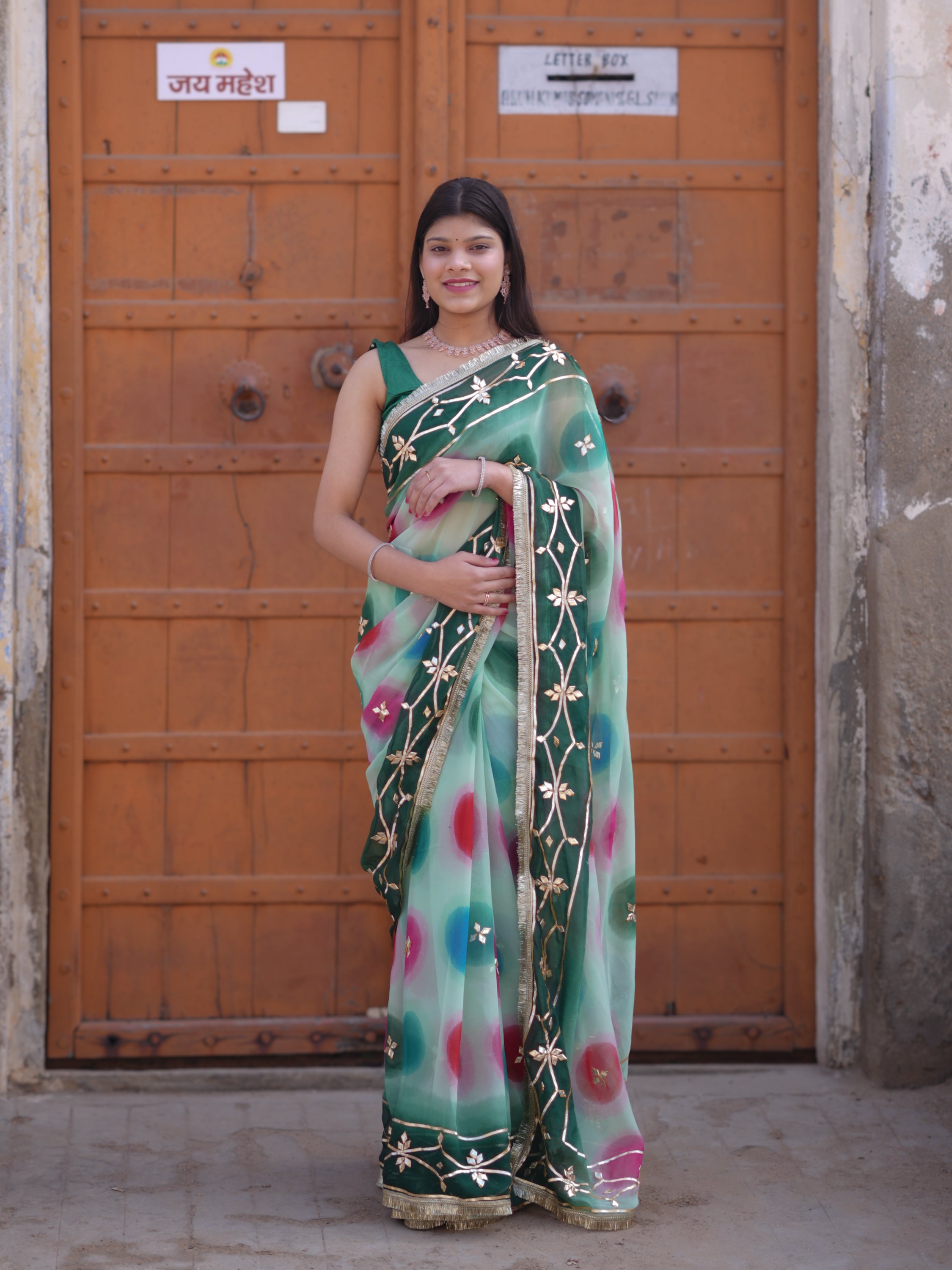 Buy Traditional Saree With Beautiful Gotapatti Work KcPc 