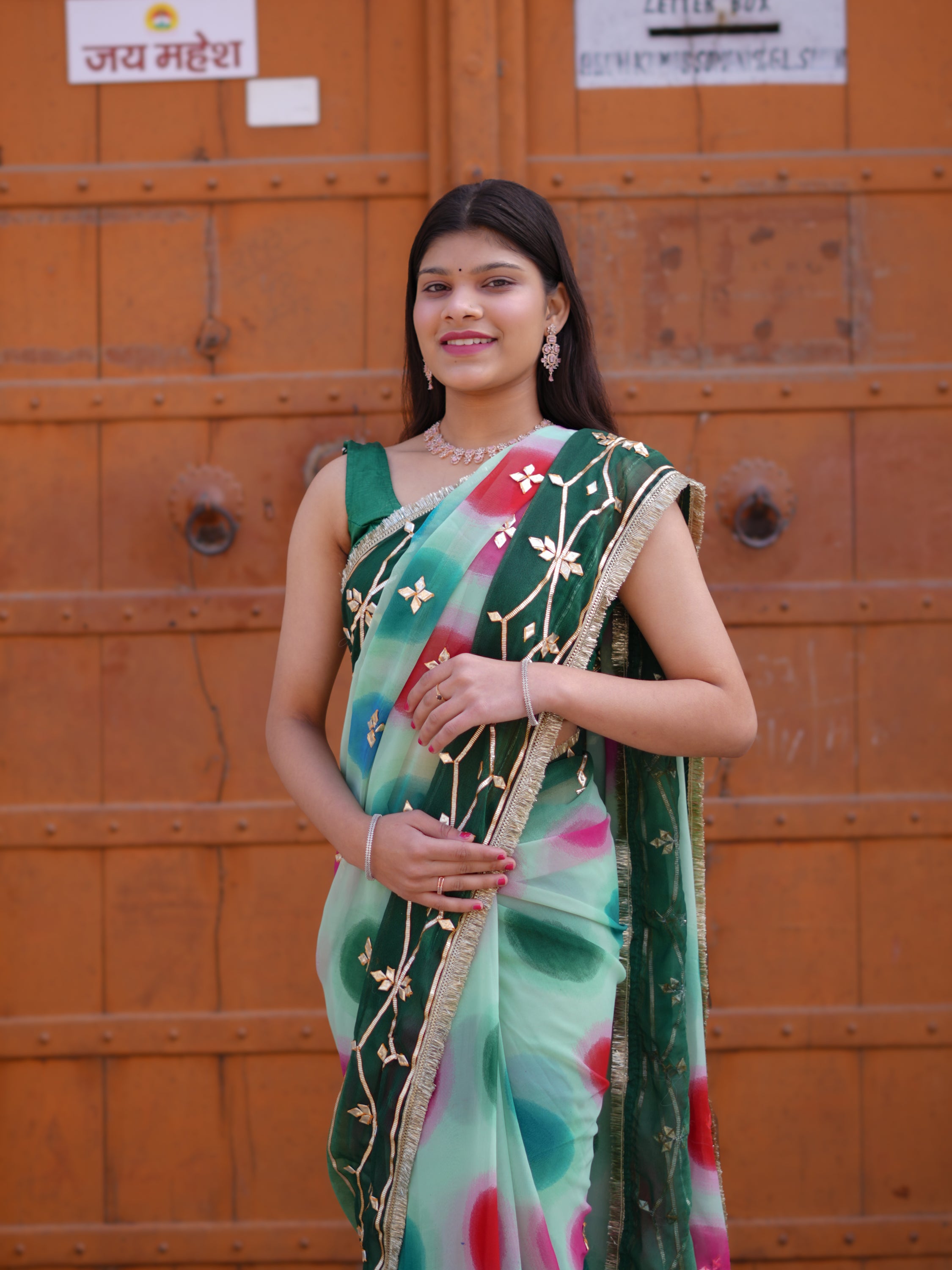 Buy Traditional Saree With Beautiful Gotapatti Work KcPc 