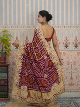 Buy Gaji Silk Bandhani Saree with Traditional Wear Kcpc