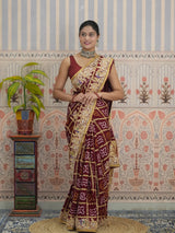 Buy Gaji Silk Bandhani Saree with Traditional Wear Kcpc