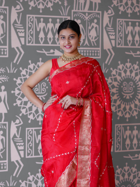 By New Banarasi Saree With Cutdana Gotapatti Work KcPc