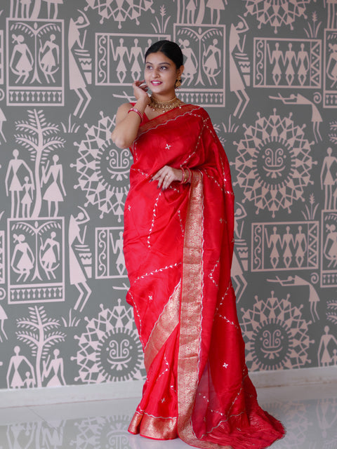 By New Banarasi Saree With Cutdana Gotapatti Work KcPc