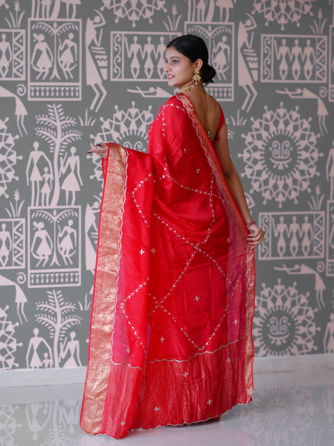 By New Banarasi Saree With Cutdana Gotapatti Work KcPc