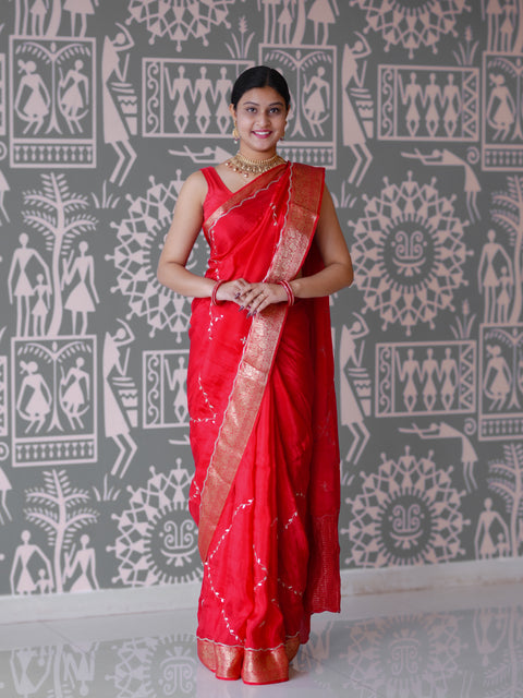 By New Banarasi Saree With Cutdana Gotapatti Work KcPc