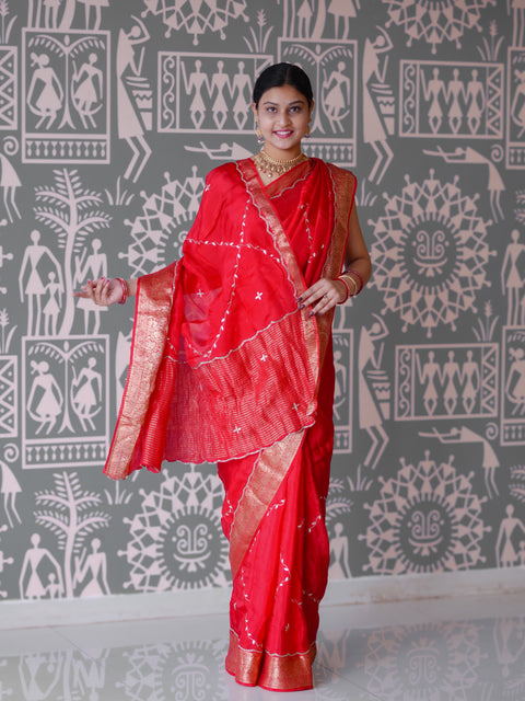 By New Banarasi Saree With Cutdana Gotapatti Work KcPc