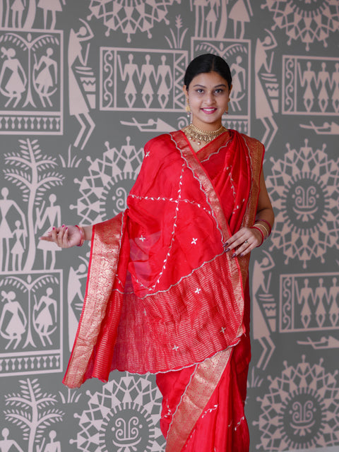 By New Banarasi Saree With Cutdana Gotapatti Work KcPc