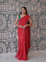 Buy New Traditional Bandhani Style Saree With Gota Patti Border Work KcPc