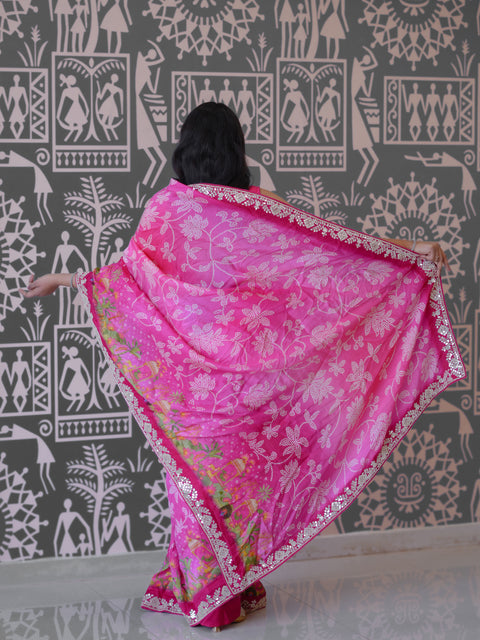 Buy New Designer Printed Saree With Zardosi Detailing KcPc