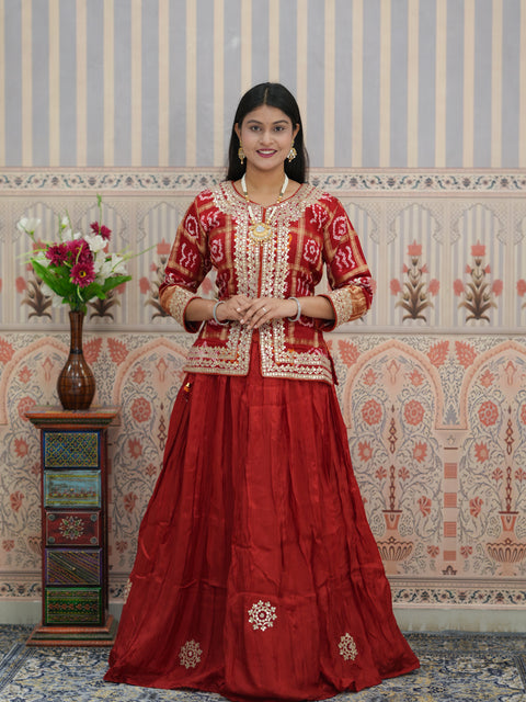 KcPc Royal Look Gaji Silk Indo Western for Festive Wear with Gota Patti Work  MEG
