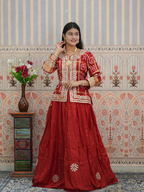 KcPc Royal Look Gaji Silk Indo Western for Festive Wear with Gota Patti Work  MEG