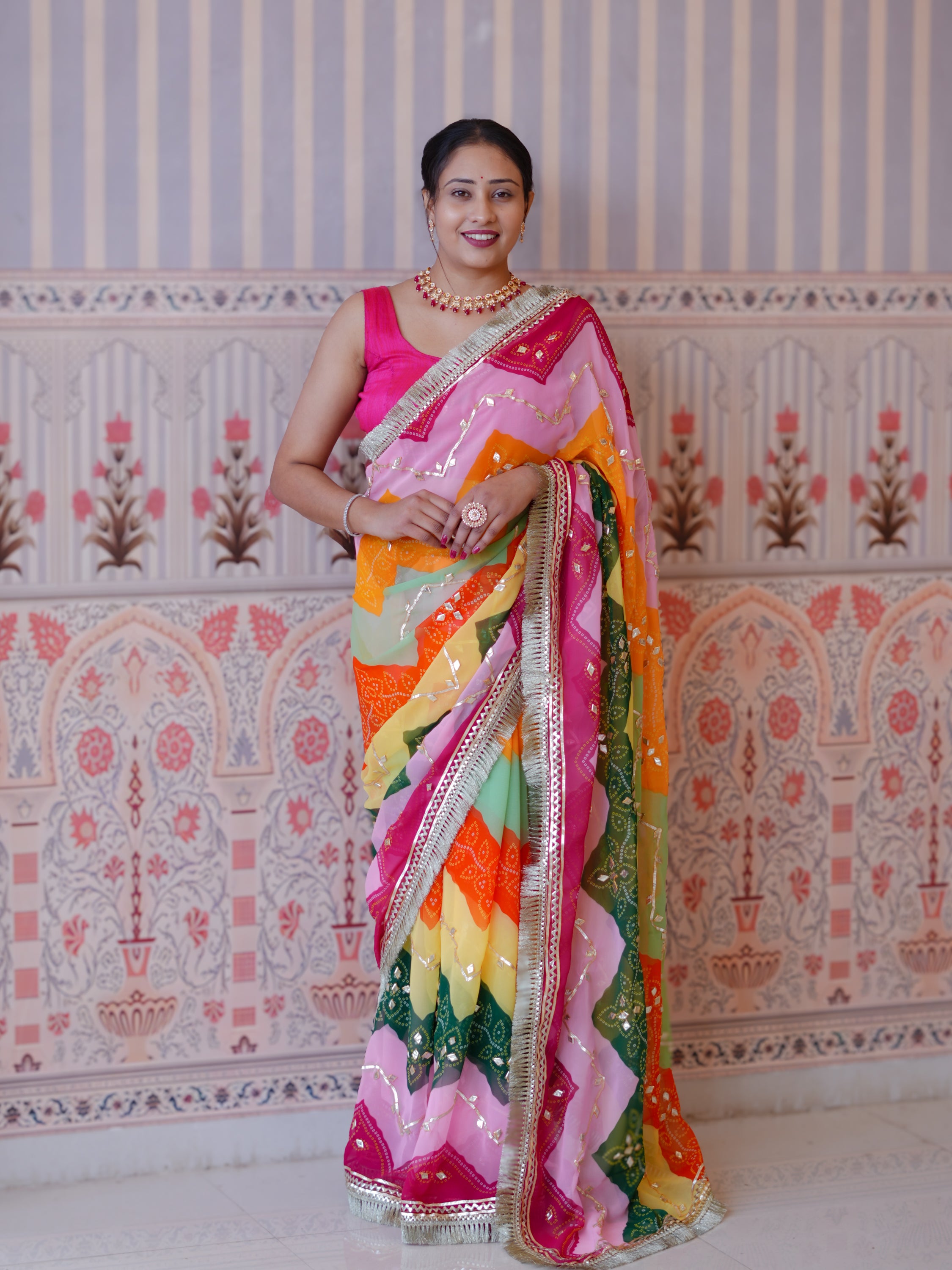 BuyNew TraditionalGeorgette Saree With Festive Wear KcPc