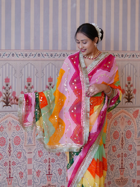 Buy  New Traditional  Georgette Saree With Festive Wear KcPc