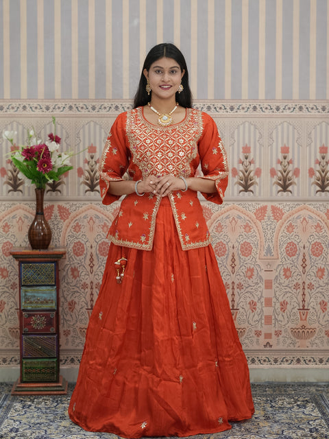 Buy  HO Silk Lehenga with Gota Patti Work KcPc 