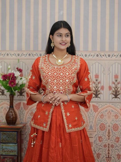 Buy  HO Silk Lehenga with Gota Patti Work KcPc 