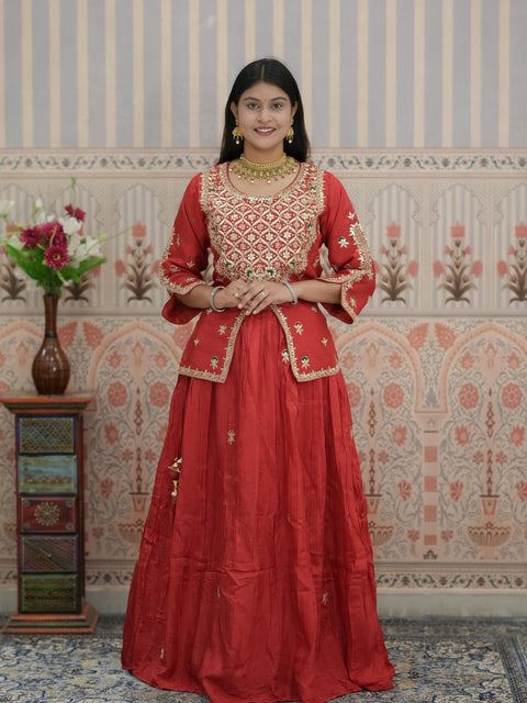 Buy Designer HO Silk Lehenga with Gota Patti Work