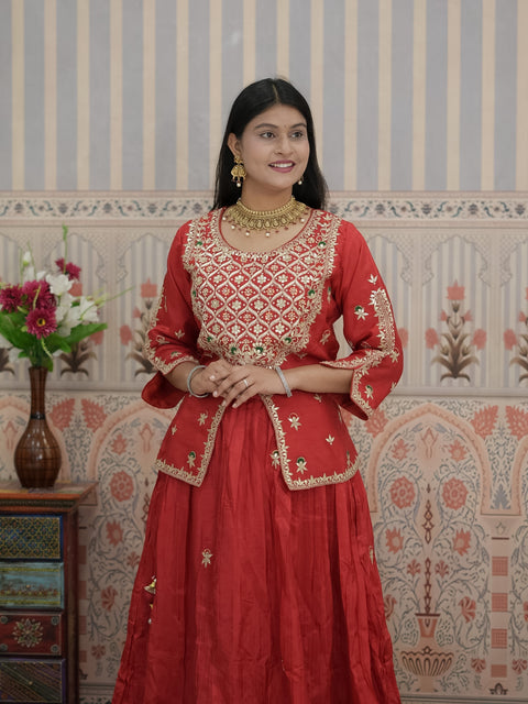 Buy Designer HO Silk Lehenga with Gota Patti Work