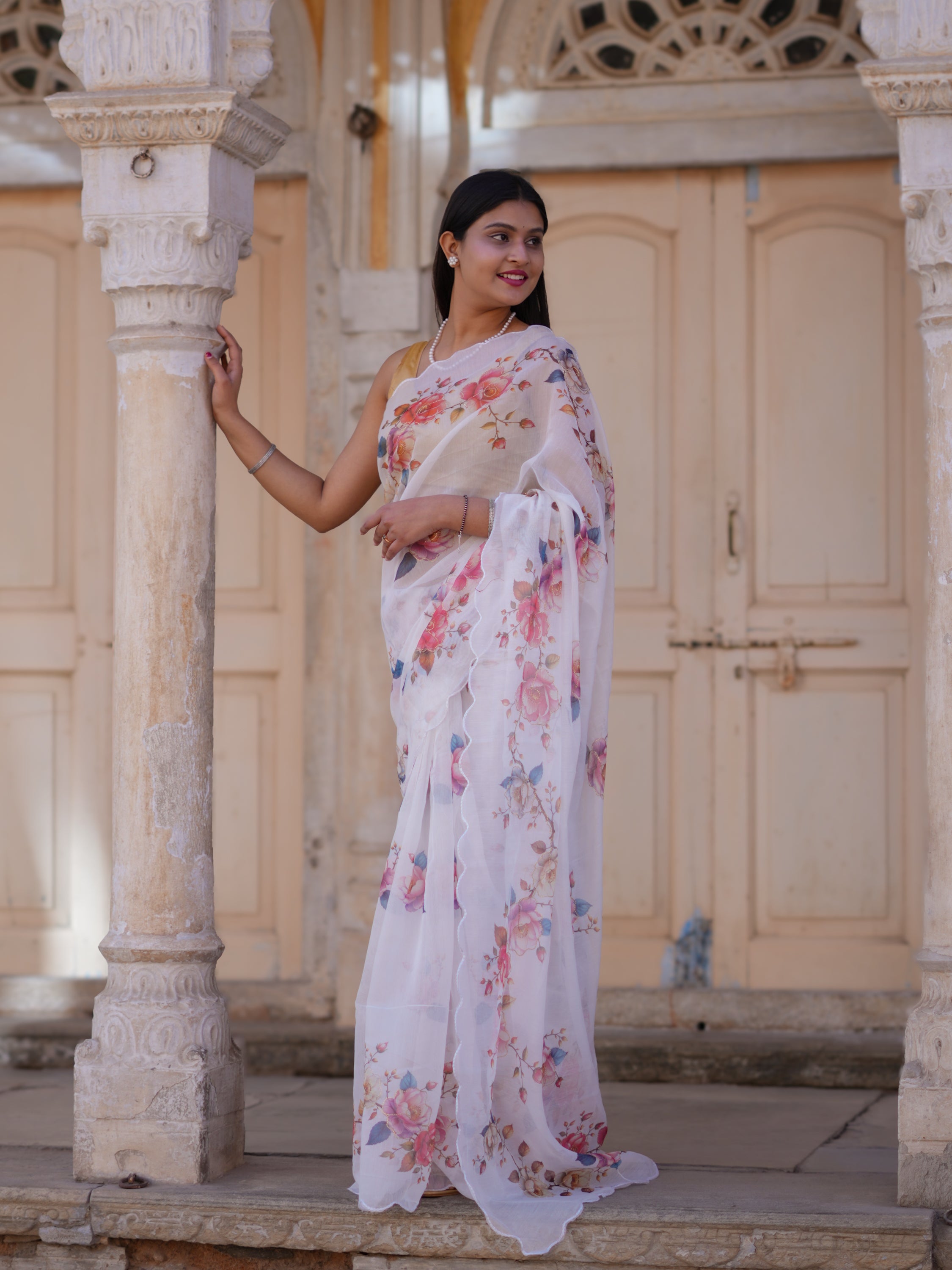 KcPc New Casual Elegance Cotton Silk Printed Saree with Blouse STL