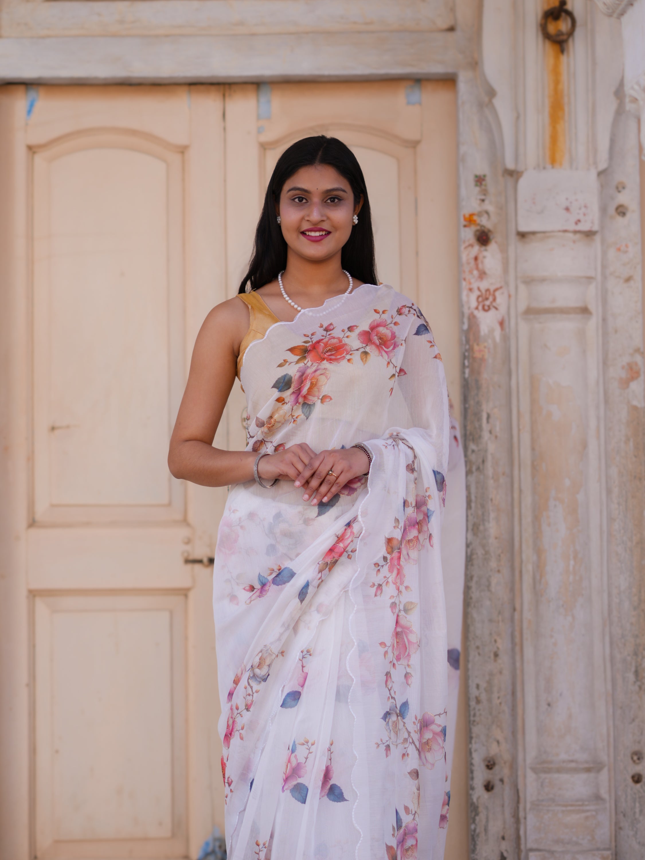 KcPc New Casual Elegance Cotton Silk Printed Saree with Blouse STL