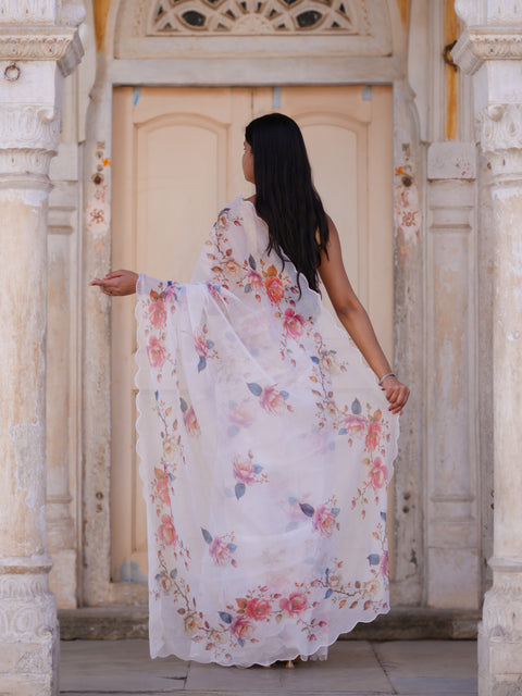 KcPc New Casual Elegance Cotton Silk Printed Saree with Blouse STL