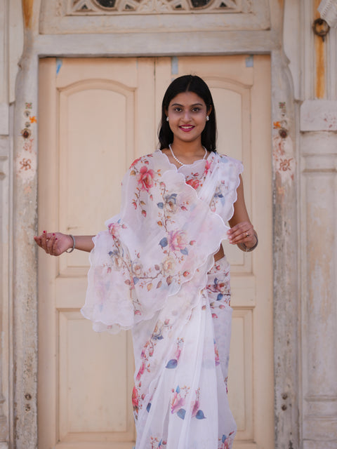 KcPc New Casual Elegance Cotton Silk Printed Saree with Blouse STL