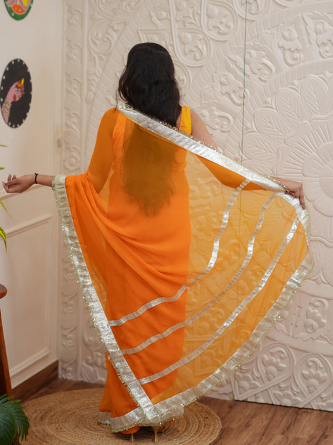 Buy New Letest Stylish Saree with Rich Gota Border Work KcPc