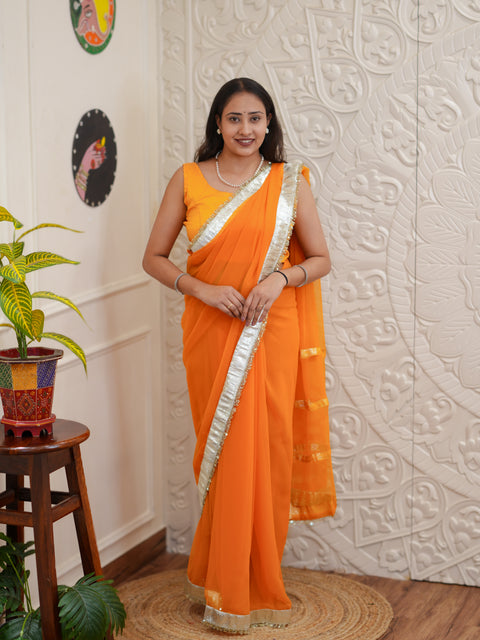 Buy New Letest Stylish Saree with Rich Gota Border Work KcPc