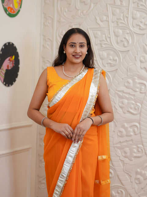 Buy New Letest Stylish Saree with Rich Gota Border Work KcPc