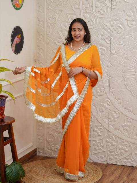 Buy New Letest Stylish Saree with Rich Gota Border Work KcPc