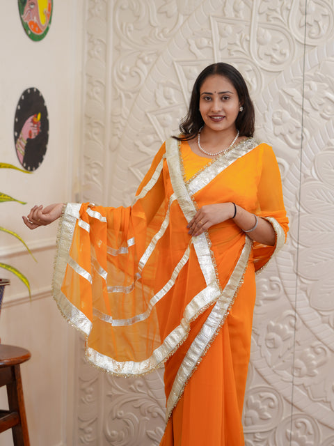 Buy New Letest Stylish Saree with Rich Gota Border Work KcPc