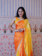 Buy Gaji Silk Bandhani Style Saree KcPc