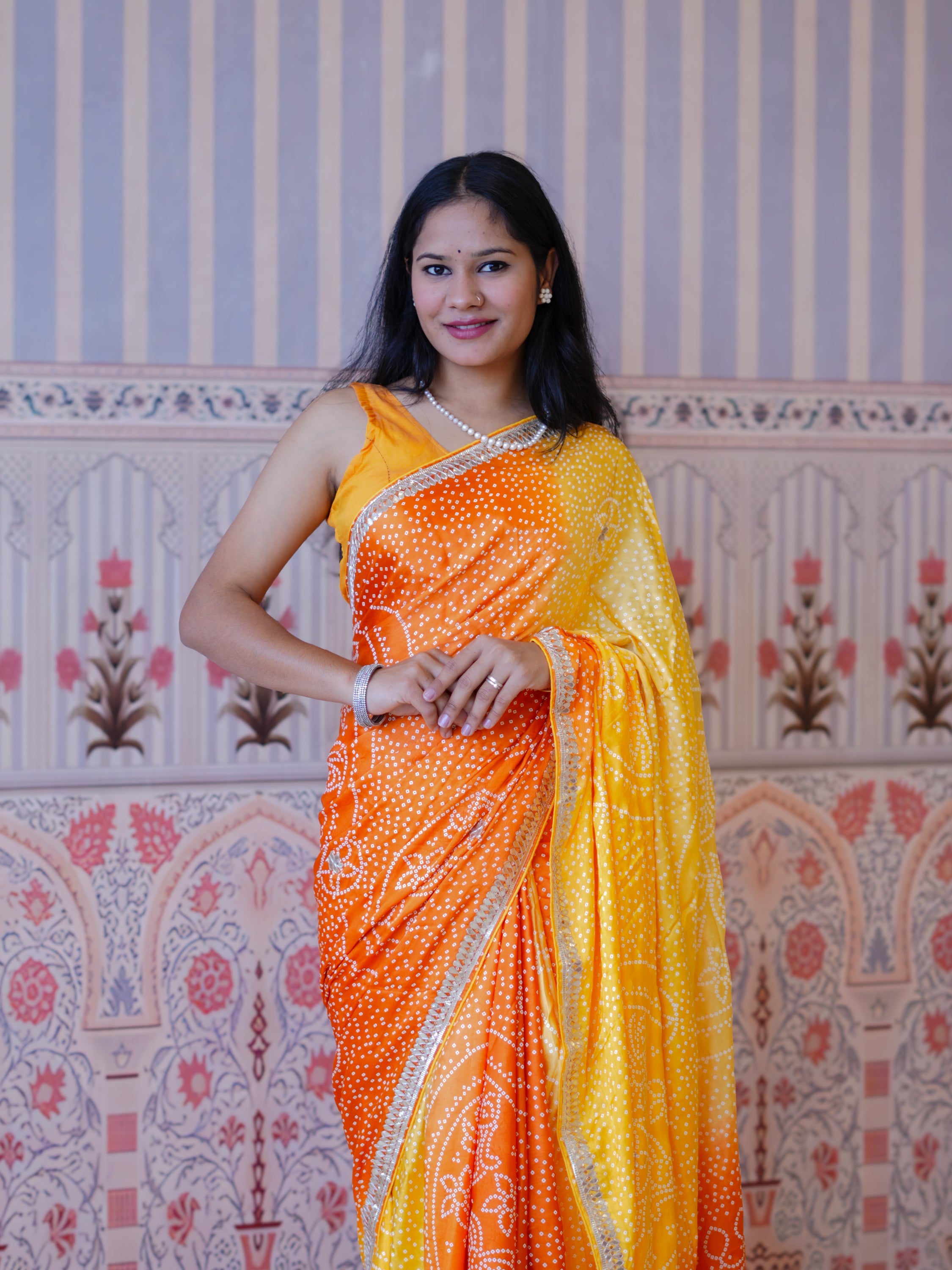 Buy Gaji Silk Bandhani Style Saree KcPc