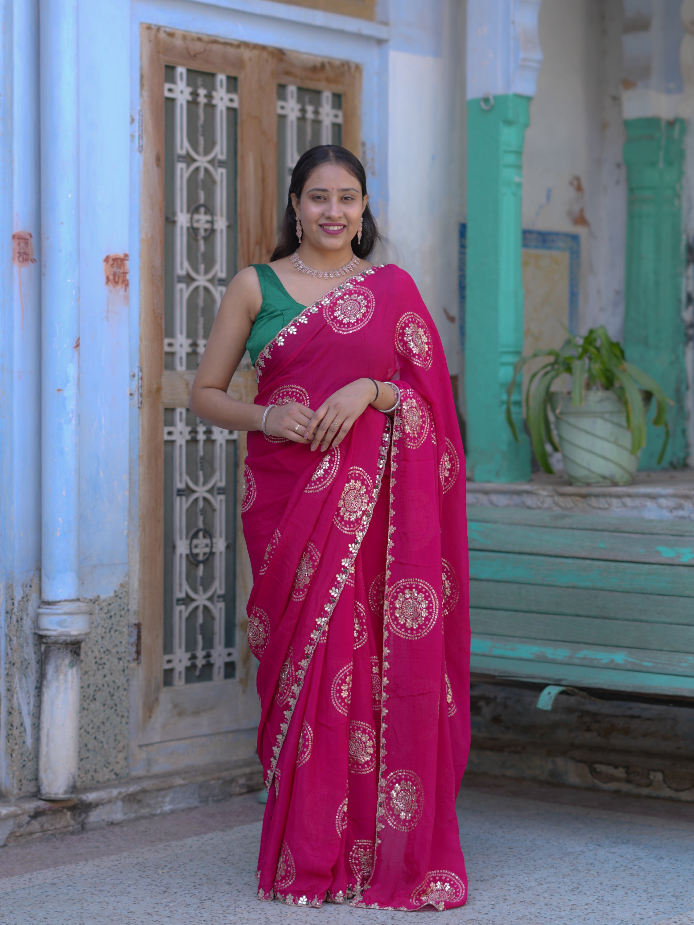 Buy New Traditional Saree with Cutdana Work KcPc Image 1